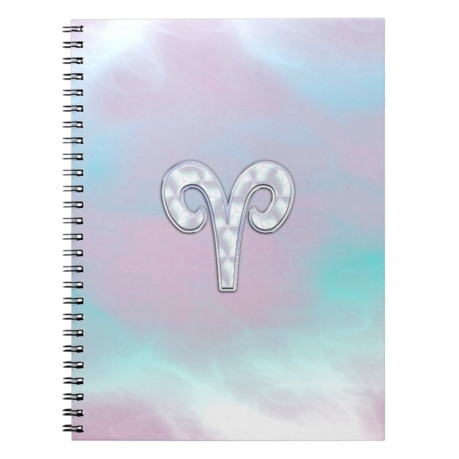 Caderno Espiral Estilo Mãe de Pérola Signo Áries (Frente)