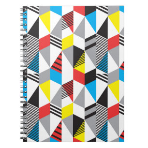 Caderno Espiral Estilo Retro Bauhaus: Abstrato sem costura