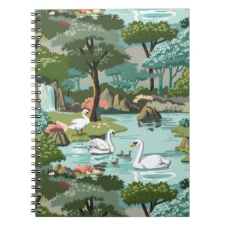 Caderno Espiral Estilo Retro do Lago Swan Paint por número