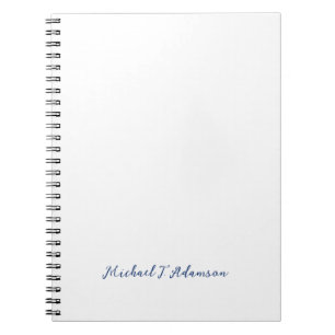 Caderno Espiral Estilo Retro Elegante Nome Simples Branco Caligraf