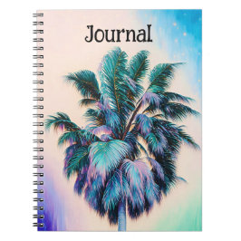 Caderno Espiral Estilo Tropical de Praia Palm Árvore Diário Espira