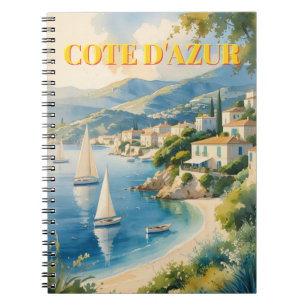 Caderno Espiral Estilo Vintage Cote D'Azur Viagem francês