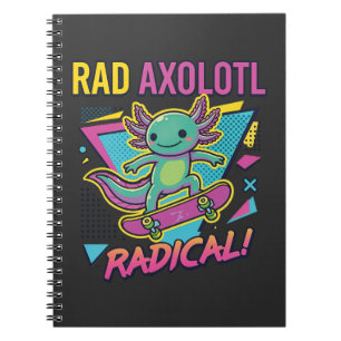 Caderno Espiral Estilo vintage dos anos 90 Axolote Skate Rad neon