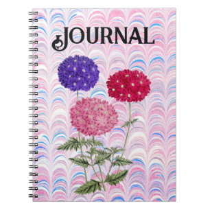 Caderno Espiral Estilo Vintage Hydrangea Flower Art Diário