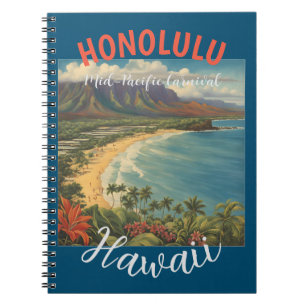 Caderno Espiral Estilo Vintage Viagem Honolulu Médio Havaiano - Pa