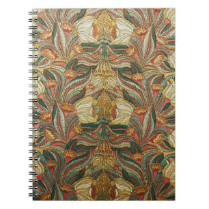 Caderno Espiral Estilo William Morris Rosa Verde Botânico