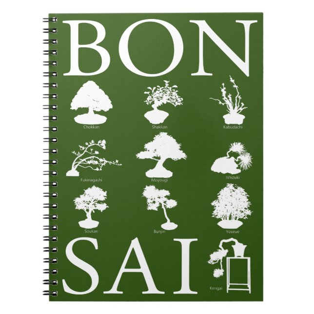Caderno Espiral Estilos Básicos da Árvore Bonsai (Frente)