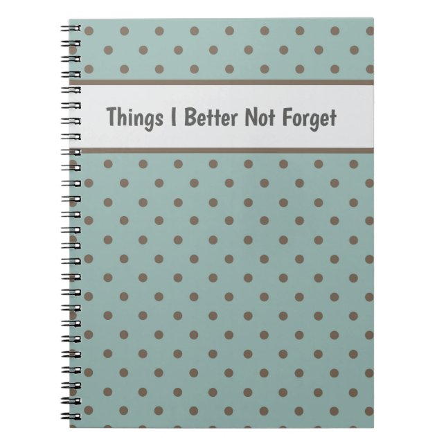 Caderno Espiral Estiloso, Fundo Azul-turquesa Com Bolinhas Marrons (Frente)