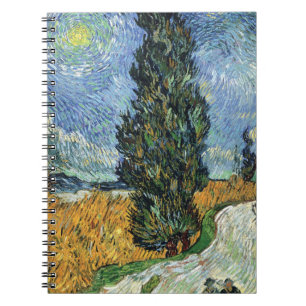 Caderno Espiral Estrada com Ciprestes Impressionismo de Van Gogh
