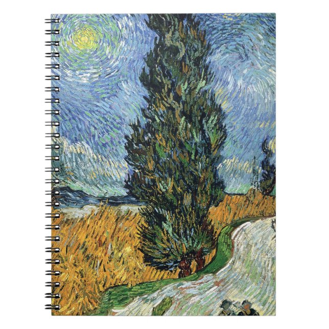 Caderno Espiral Estrada Com Ciprestes Impressionismo Van Gogh (Frente)