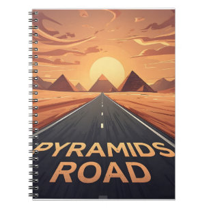 Caderno Espiral Estrada das Pirâmides Douradas Egito Pôr do Sol Ar