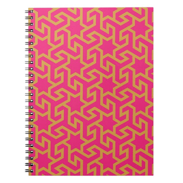 Caderno Espiral Estrela árabe teste padrão dado forma (Frente)