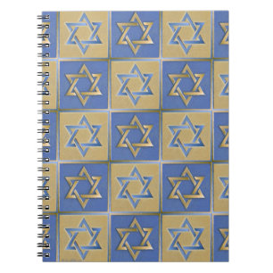 Caderno Espiral Estrela Azul Dourada de Painéis de Arte David