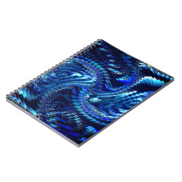 Caderno Espiral Estrela azul ondulada com traçados zag em ziguezag