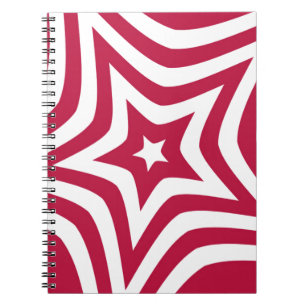 Caderno Espiral Estrela branca e vermelha escura em um padrão veto