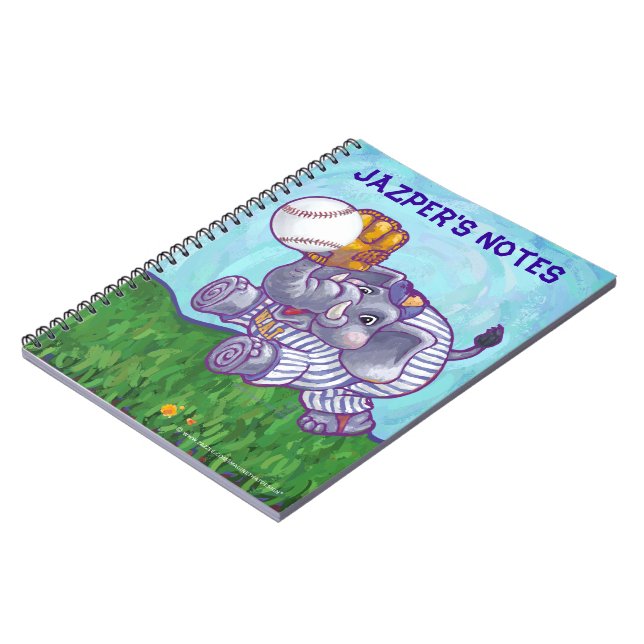 Caderno Espiral Estrela de Baseball de Elefante Personalizada (Left Side)