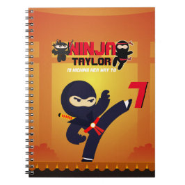 Caderno Espiral Estrela de Cinema NINJA Guerreiro Kickando Karate 