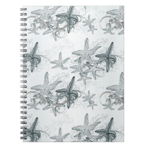 Caderno Espiral Estrela do mar no teste padrão do mar