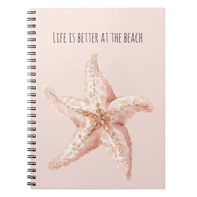 Caderno Espiral Estrela-do-mar Pêssego Melhor na Praia (Frente)