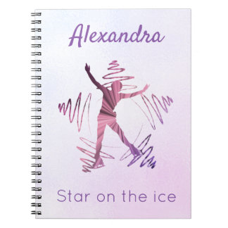 Caderno Espiral Estrela no gelo patinando notebook rosa púrpura