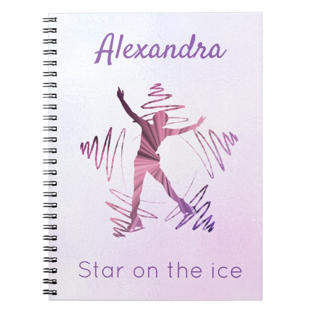 Caderno Espiral Estrela no gelo patinando notebook rosa púrpura (Frente)