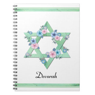 Caderno Espiral Estrela Verde de David com o diário das flores pas