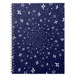 Caderno Espiral Estrelas brancas marinho espiral fundo azul roxo