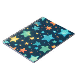 Caderno Espiral Estrelas brilhantes fofas em azul