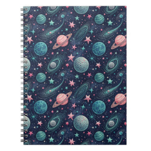 Caderno Espiral Estrelas Celestiais, Galáxia Cósmica & Padrão de P