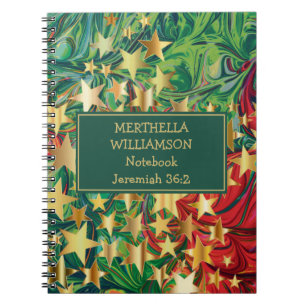 Caderno Espiral ESTRELAS COLORIDAS DE NATAL Abstrato Personalizado