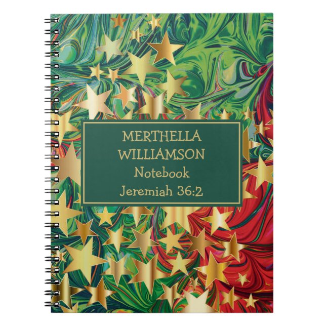 Caderno Espiral ESTRELAS COLORIDAS DE NATAL Abstrato Personalizado (Frente)