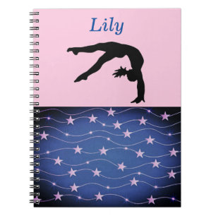 Caderno Espiral Estrelas da Ginástica Rosa e Azul Personalizadas