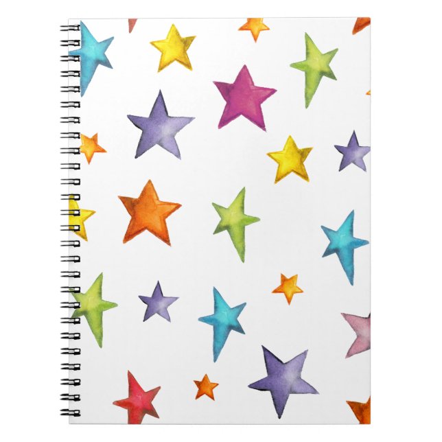 Caderno Espiral Estrelas de cores aquáticas (Frente)