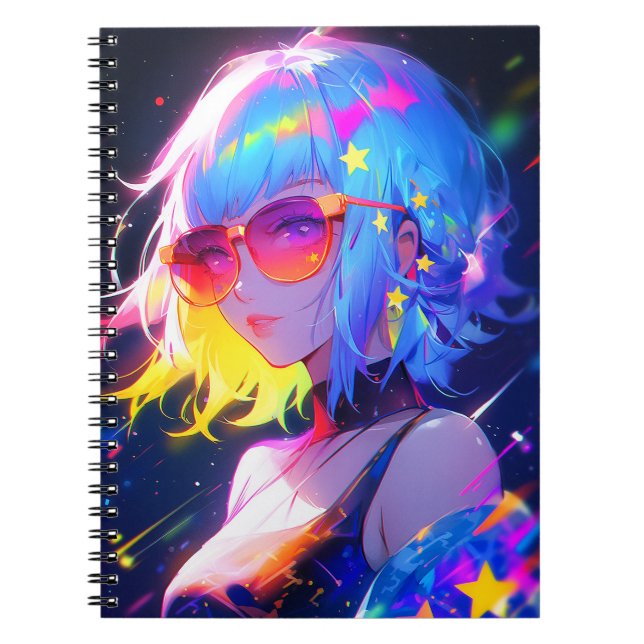 Caderno Espiral Estrelas de Meninas de Anime (Frente)