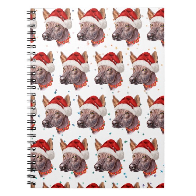 Caderno Espiral Estrelas de Natal de Cachorro Sem Cabelo Mexicano (Frente)