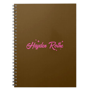Caderno Espiral Estrelas de Tipografia Rosa-Castanho