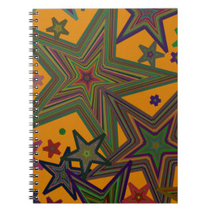 Caderno Espiral Estrelas do Partido Verde Laranja