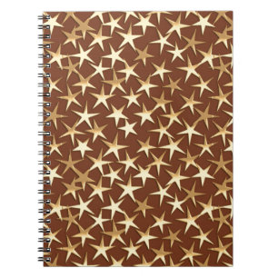 Caderno Espiral Estrelas Douradas de chocolate marrom