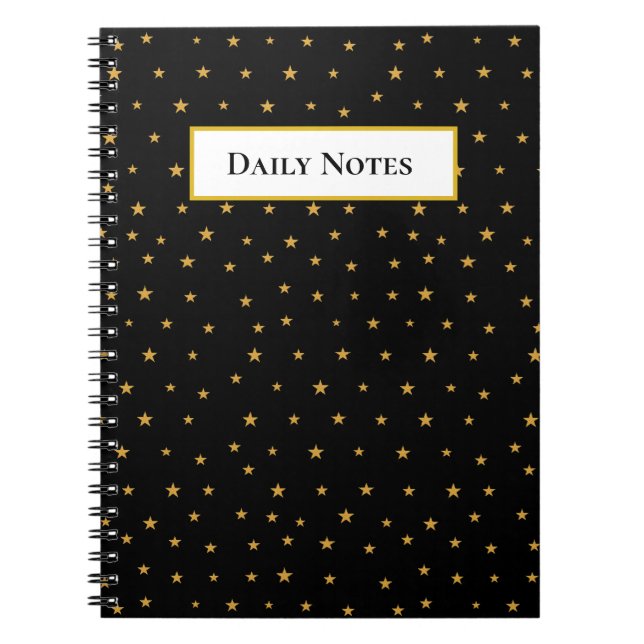 Caderno Espiral Estrelas douradas em preto (Frente)