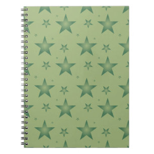 Caderno Espiral Estrelas Elegante e Na moda em Verde Sage
