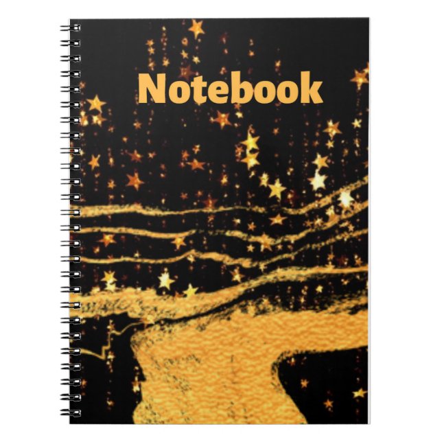 Caderno Espiral estrelas pretas e douradas (Frente)