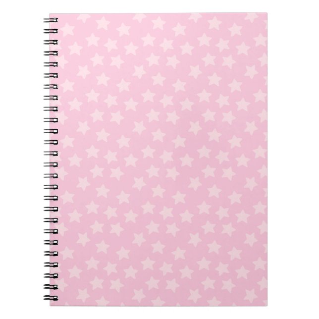 Caderno Espiral Estrelas Rosas Simples Espalhadas (Frente)