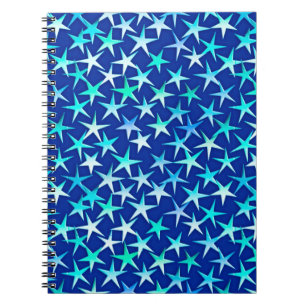 Caderno Espiral Estrelas satíricas, azul pálido sobre cobalto