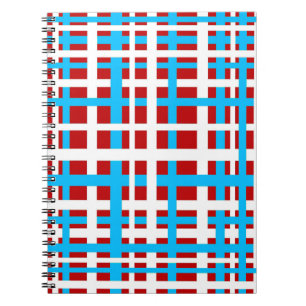 Caderno Espiral Estrias de entrelaçamento Vermelho Branco Azul Cla
