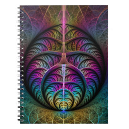 Caderno Espiral Estruturas Coloridas Arte Fractal Abstrato