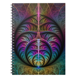 Caderno Espiral Estruturas Coloridas Arte Fractal Abstrato
