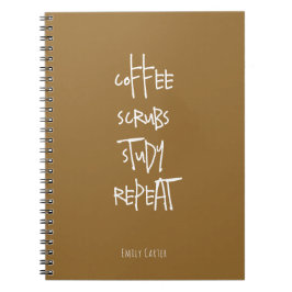 Caderno Espiral Estudante de Enfermagem Minimalista Café Marrom