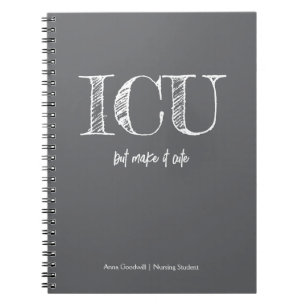 Caderno Espiral Estudante de Enfermagem Minimalista Tendência UTI 
