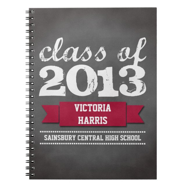 Caderno Espiral Estudante de graduação em quadro-negro de fita ver (Frente)