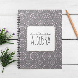 Caderno Espiral Estudante Simples Chic Moderno Assunto Cinza Rosa